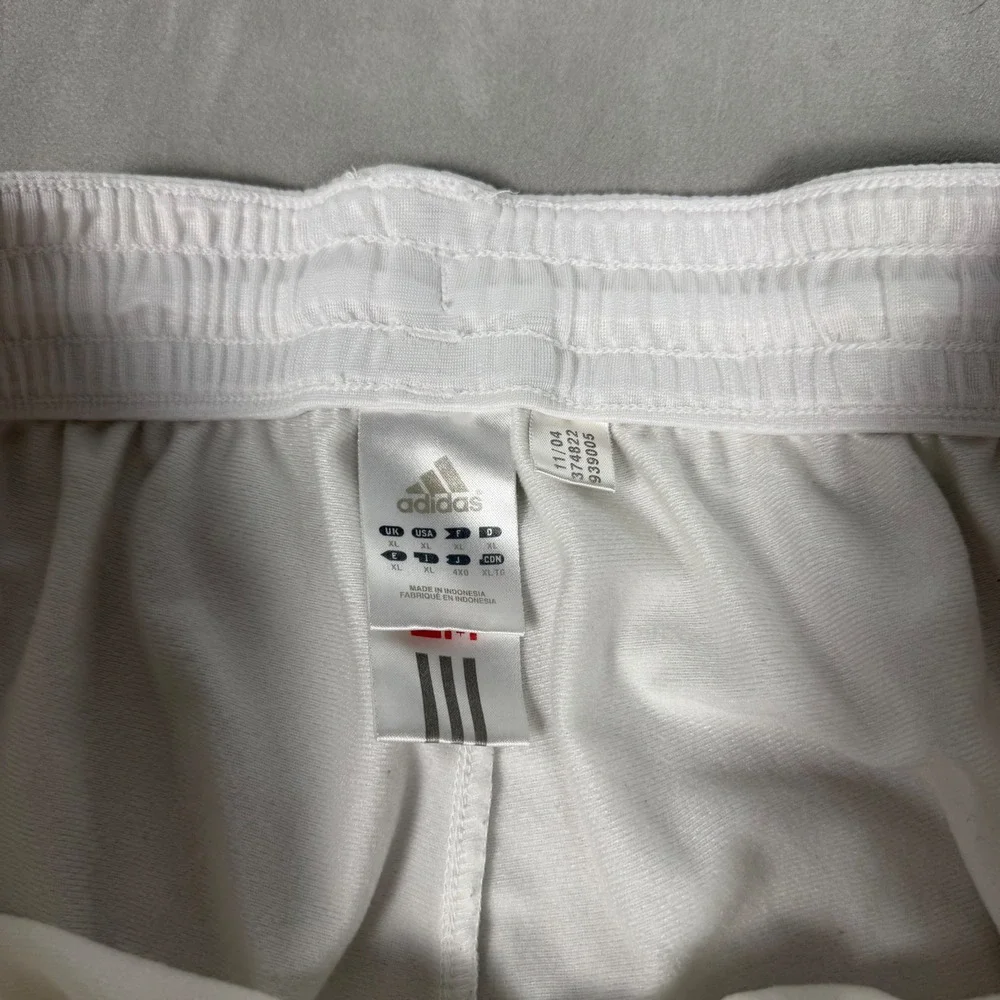 Y2K Mens Adidas Vintage Track Pants White Green Baggy XL